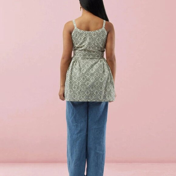 White and Green Printed Short Top | Muvvas Boutique - Picture 4 of 4